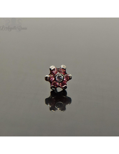 Accessoire fleur en titane, orné de zircons premiums Threadless