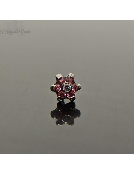 Accessoire fleur en titane, orné de zircons premiums Threadless