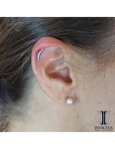 Barre curve en or 14 carats et zircons premium Threadless - Invictus