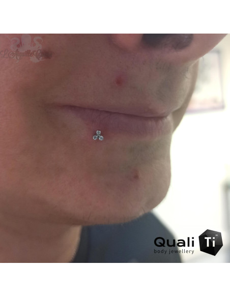 Accessoire QualiTi en titane & Mini trio de zircons - pour 1.2 mm