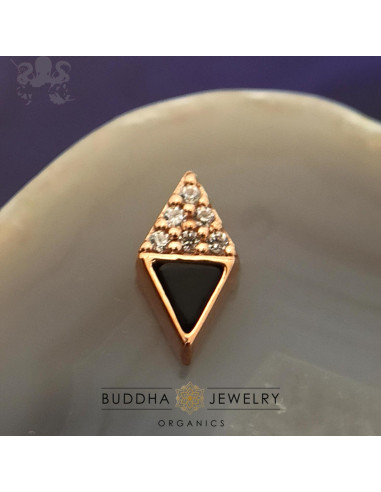 Accessoire 'Almost Famous' zircons et agate noire, or rose 14 carats - Buddha