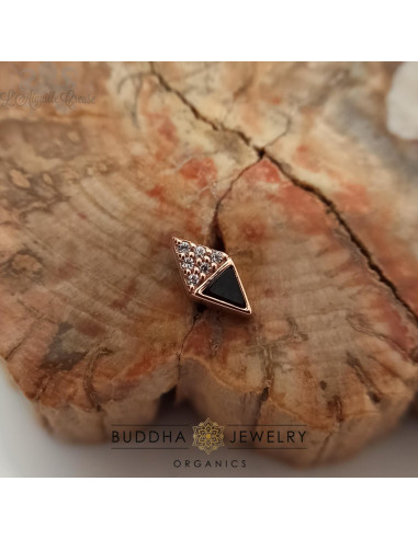 Accessoire 'Almost Famous' zircons et agate noire, or rose 14 carats - Buddha