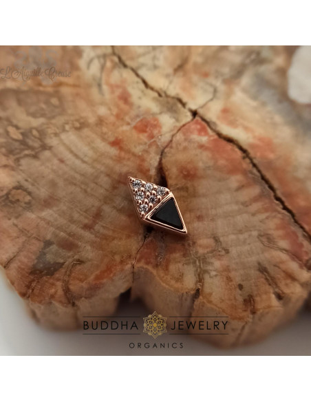 Accessoire 'Almost Famous' zircons et agate noire, or rose 14 carats - Buddha