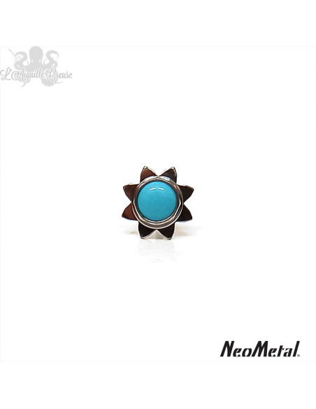 Sun cabochon en titane orné d'une pierre naturelle Threadless - Neometal