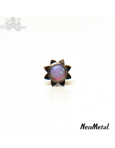 Sun cabochon en titane orné d'une opale synthétique Threadless - Neometal