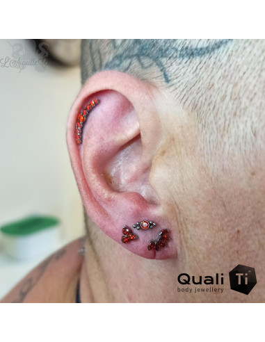 Trio 'Garnet' QualiTi en titane & zircons - pour 1 ou 1.2 mm