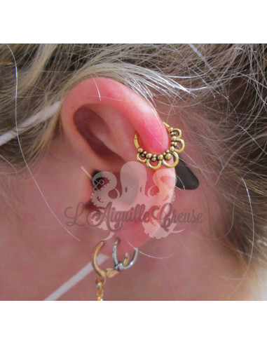 Anneau plaqué or segmenté tribal, ouverture facile