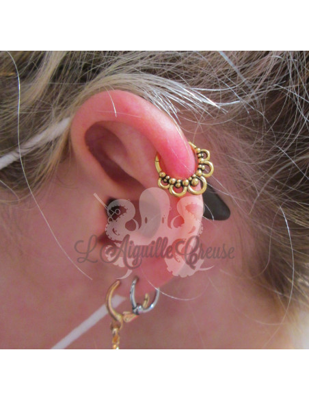 Anneau plaqué or segmenté tribal, ouverture facile