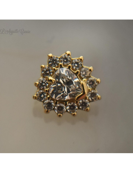 Coeur en Or 18 carats & zircon Swarovski, pour bijou en 1 ou 1.2 mm