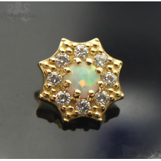 Accessoire en Or 18 carats opale synthétique & zircons premium, pour bijou en 1 ou 1.2 mm