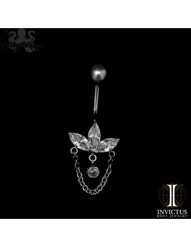 Bijou de nombril Invictus chainette et zircons, en Titane implantable