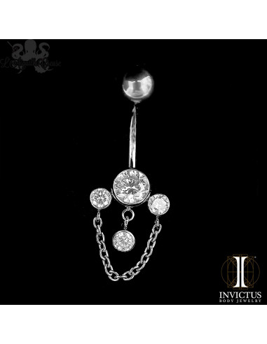 Bijou de nombril Invictus chainette et zircons, en Titane implantable