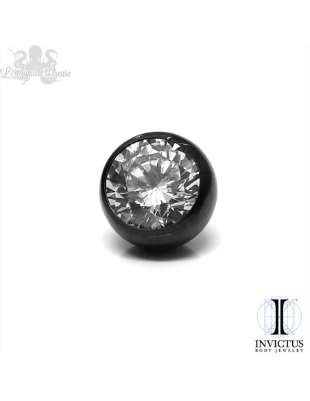 Demi-bille Invictus en titane pvd noir et zircon - pour 1.2 mm