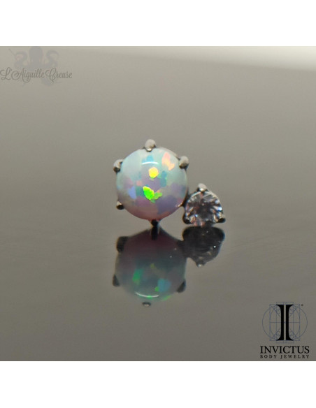 Accessoire Invictus en titane, opale synthétique et zircon premium - threadless