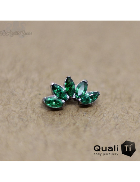 Maxi marquise 5 pétales QualiTi en titane & zircons - pour 1 ou 1.2 mm