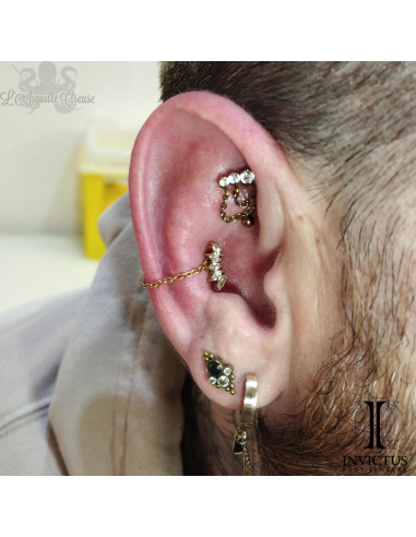 Charm chainette en titane pvd or 24 carats Invictus