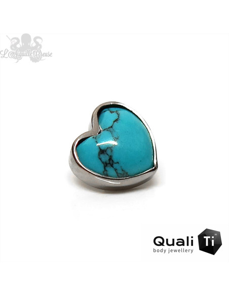 Coeur QualiTi en titane et turquoise, pour 1 ou 1.2 mm