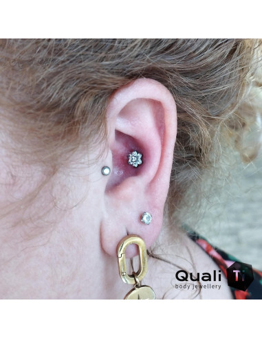 Fleur QualiTi en titane & zircons - 6.7 mm pour 1.2 mm