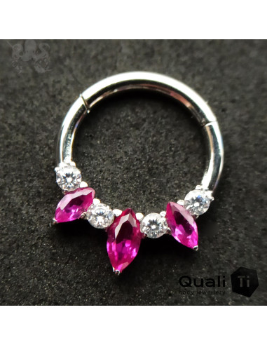 Anneau segmenté en titane QualiTi et zircons cubiques, ouverture facile