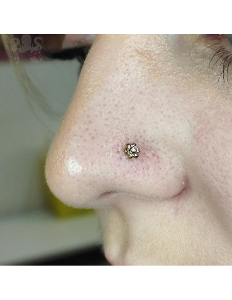 Accessoire fleur en titane, orné de zircons premiums Threadless