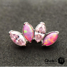 Marquise 4 pétales QualiTi en titane, opales synthétiques & zircons - pour 1 ou 1.2 mm 2