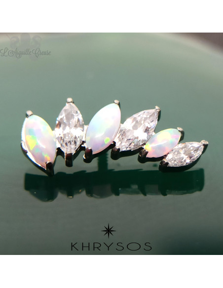 Accessoire 'Pauline' Khrysos en titane, zircons et opales synthétiques- pour 1 ou 1.2 mm