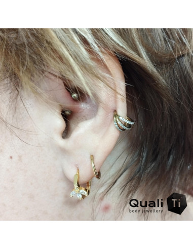 Anneau segmenté en titane QualiTi triple orbite et zircons cubiques, ouverture facile