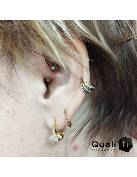 Anneau segmenté en titane QualiTi triple orbite et zircons cubiques, ouverture facile