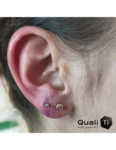 Accessoire QualiTi en zircon blanc irisé et titane - pour 1 ou 1.2 mm