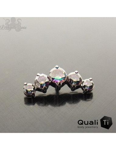 Cluster QualiTi en titane & zircons vitrail - pour 1 ou 1.2 mm